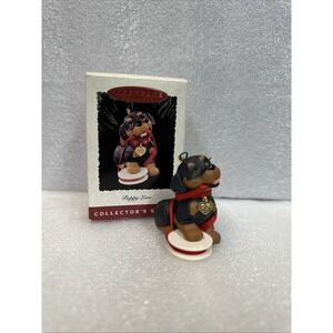 Hallmark Keepsake Ornament Rottweiler Puppy Love Ribbon 5th In Series 1995 NIB